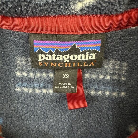 Patagonia Synchilla Snap-T Fleece Native Blue Thunderbird Turtle Tribal XS - Picture 2 of 12